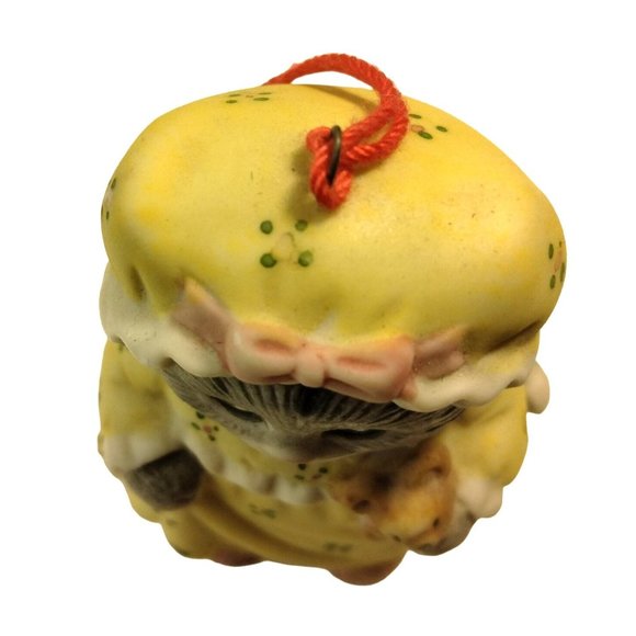 Kitty Cucumber Cat Ornament Yellow Nightgown Schmid Shackman Ceramic Figure 1985 - Picture 4 of 8